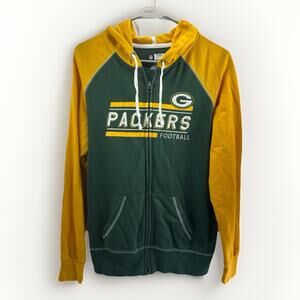 Green Bay Packers NFL Women’s Hoodie Zip Up Jacket Size L Green Gold